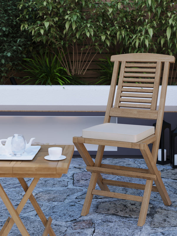 2 x Hampton Teak Folding Chairs with Cushions.