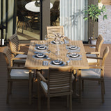 Teak Square to Rectangle 120-170cm Extending Table 4cm Top (6 Oxford Stacking Chairs) Cushions included.