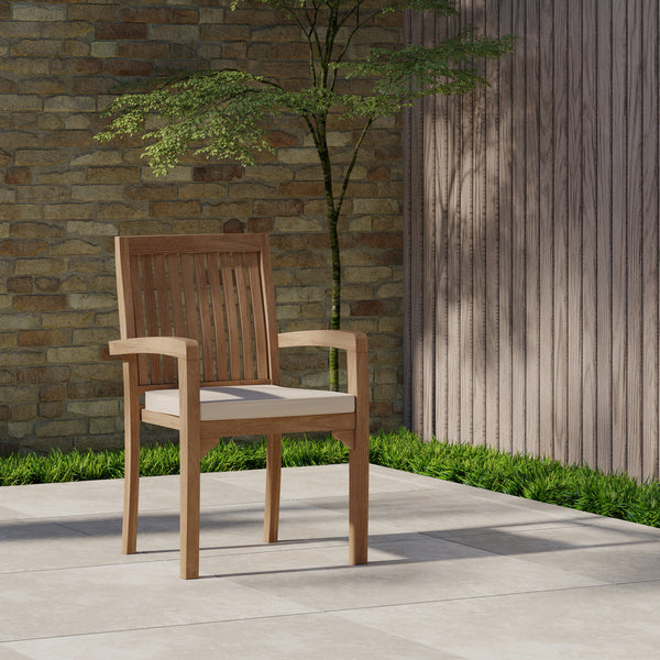 4 x Henley Teak Hardwood Stacking Chairs with Cushions.