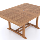 Teak Square to Rectangle 120-170cm Extending Table 4cm Top (6 Oxford Stacking Chairs) Cushions included.