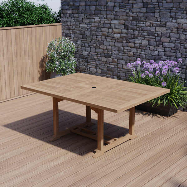 Teak Garden Furniture 120-170cm Square to Rectangle Extending Table 4cm Top.