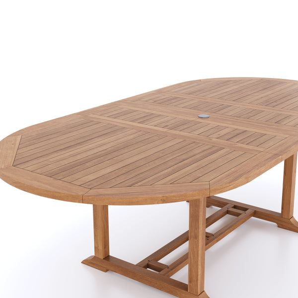 Teak Garden Furniture Oval 180-240cm Extending Table, 4cm Top.