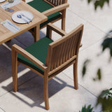 Giant Teak Set 200-300cm Rectangle Extending Table 4cm Top (12 Henley Stacking Chairs) Cushions included.