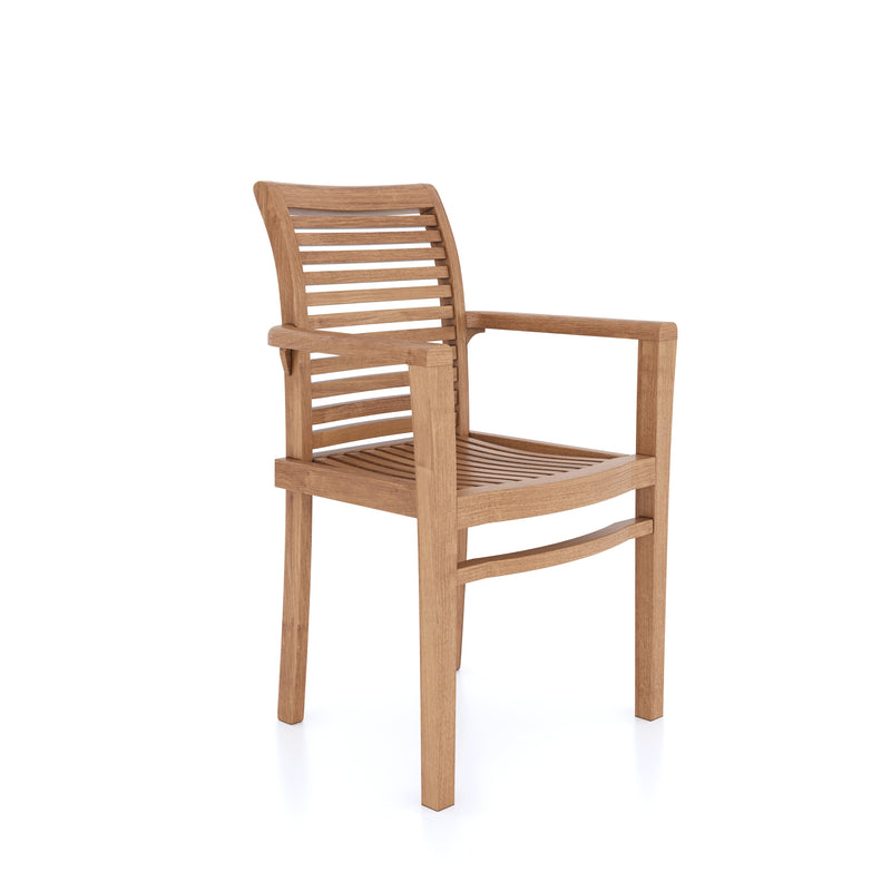 4 x Teak Garden Furniture Oxford Stacking Chairs (cushions Included)