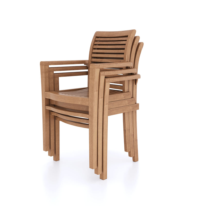 Teak Square to Rectangle 120-170cm Extending Table 4cm Top (6 Oxford Stacking Chairs) Cushions included.