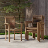 4 x Teak Garden Furniture Oxford Stacking Chairs (cushions Included)