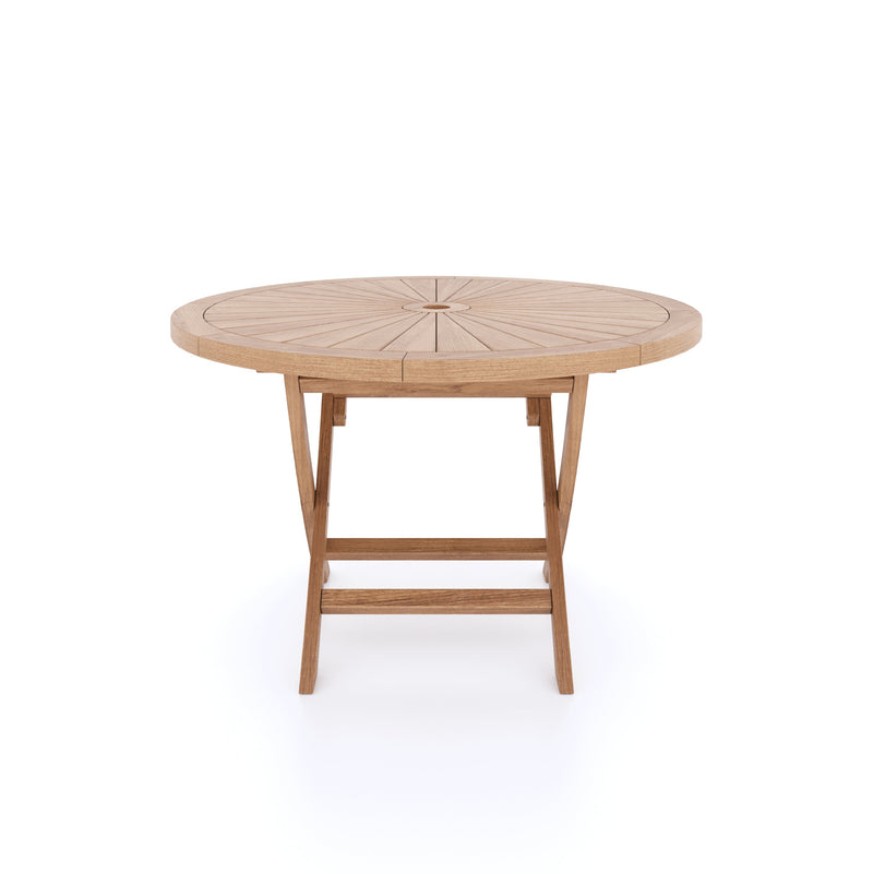 120cm Sunshine Round Teak Folding Table with 4cm Table Top