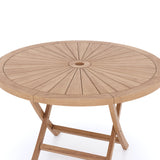 120cm Sunshine Round Teak Folding Table with 4cm Table Top